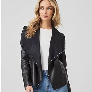 Faux Leather Studded Waterfall Jacket